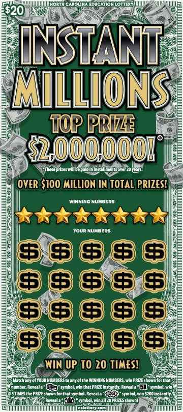 Instant Millions North Carolina Lottery scratch-off ticket art