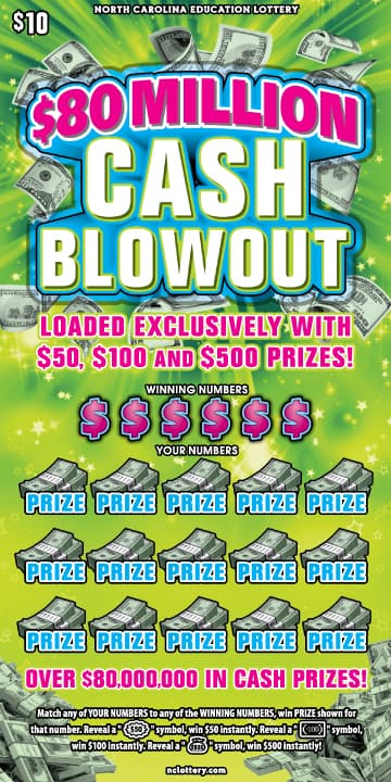 $80 Million Cash Blowout North Carolina Lottery scratch-off ticket