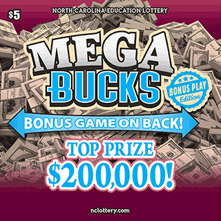 MEGA BUCKS North Carolina Lottery scratch-off ticket