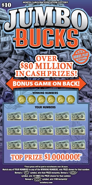 JUMBO BUCKS North Carolina Lottery scratch-off ticket art