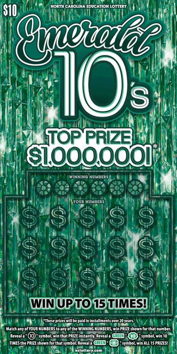 Emerald 10's North Carolina Lottery scratch-off ticket art