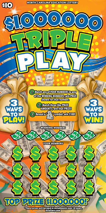 $1,000,000 Triple Play North Carolina Lottery scratch-off ticket