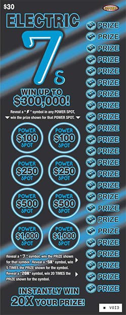 Electric 7s Nebraska Lottery scratch-off ticket