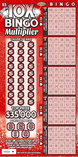 10X Bingo Multiplier Nebraska Lottery scratch-off ticket art