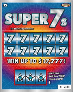 Super 7s Nebraska Lottery scratch-off ticket