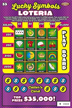 Lucky Symbols Loteria Nebraska Lottery scratch-off ticket art