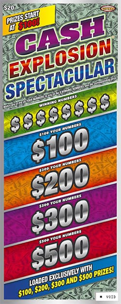 Cash Explosion Spectacular® Nebraska Lottery scratch-off ticket