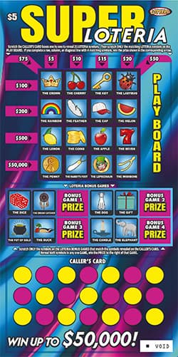 Super Loteria Nebraska Lottery scratch-off ticket art