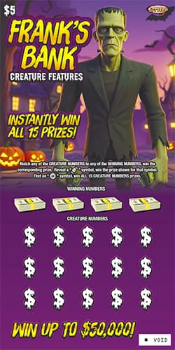 Creature Features Nebraska Lottery scratch-off ticket art