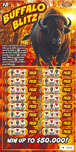 Buffalo Blitz Nebraska Lottery scratch-off ticket art