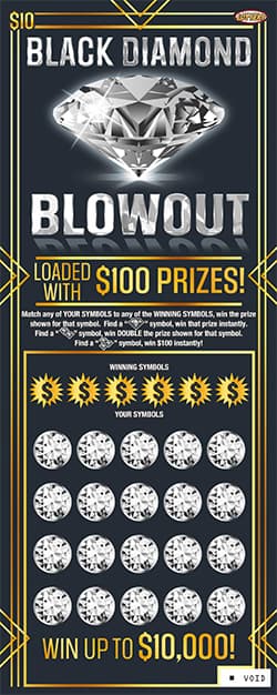Black Diamond Blowout Nebraska Lottery scratch-off ticket