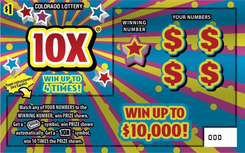 10X® Colorado Lottery scratch-off ticket art