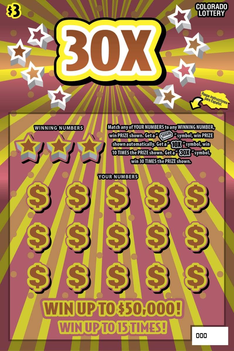 30X Colorado Lottery scratch-off ticket art
