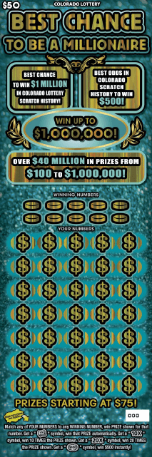 Best Chance To Be A Millionaire Colorado Lottery scratch-off ticket