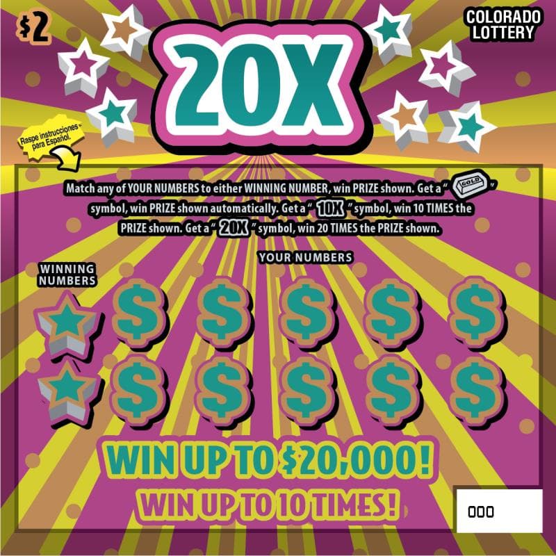 20X Colorado Lottery scratch-off ticket art