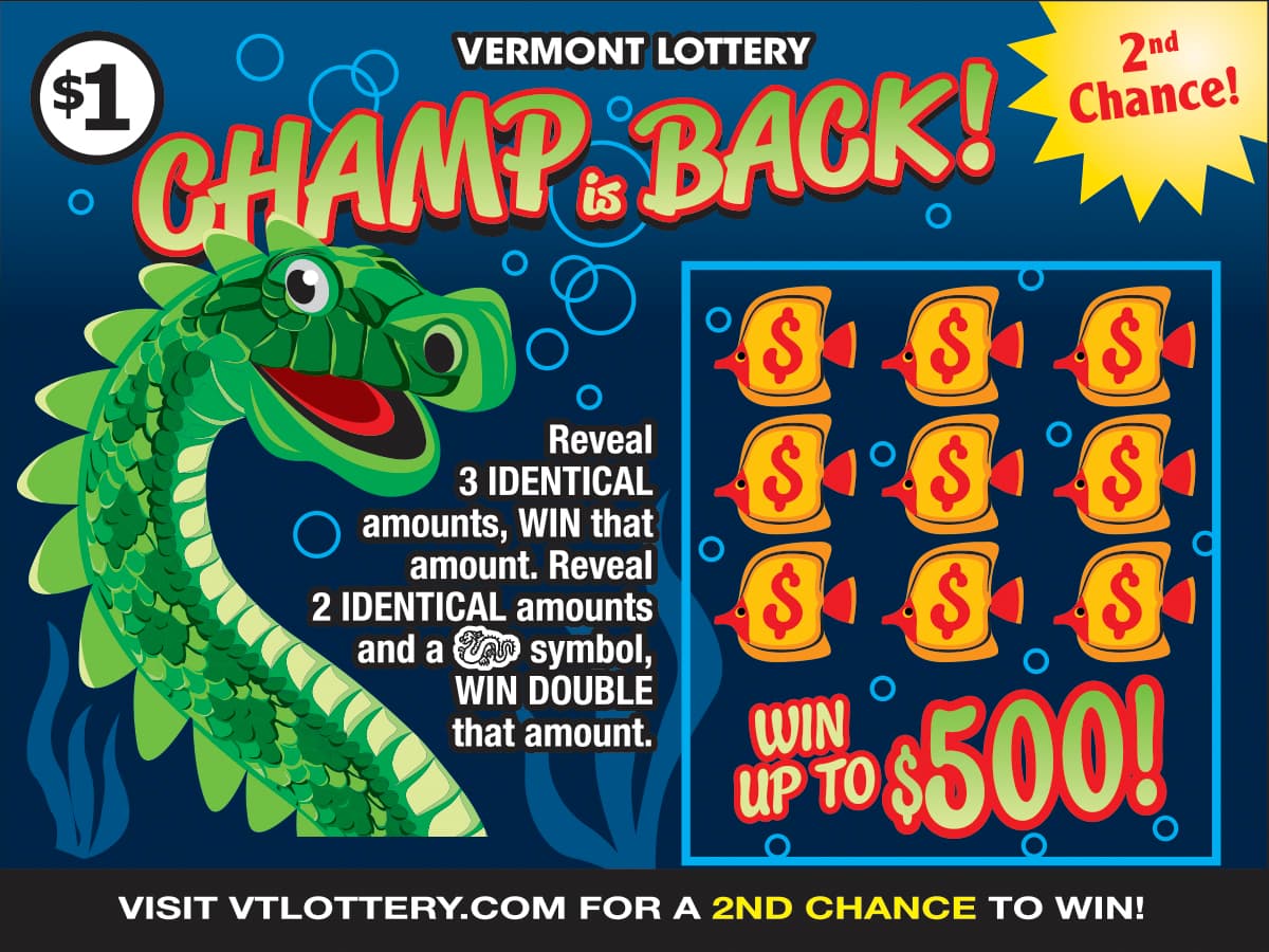 Champ is Back! Vermont Lottery scratch-off ticket art