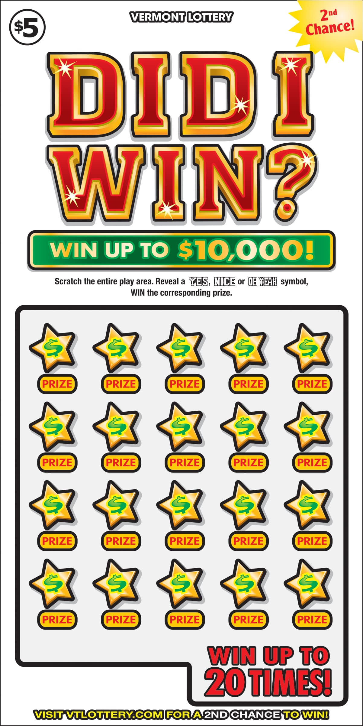 Did I Win? Vermont Lottery scratch-off ticket art