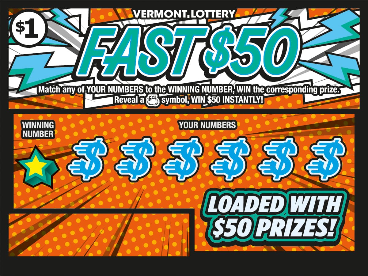 Fast $50 Vermont Lottery scratch-off ticket art