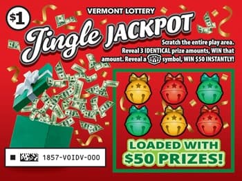 Jingle Jackpot Vermont Lottery scratch-off ticket art