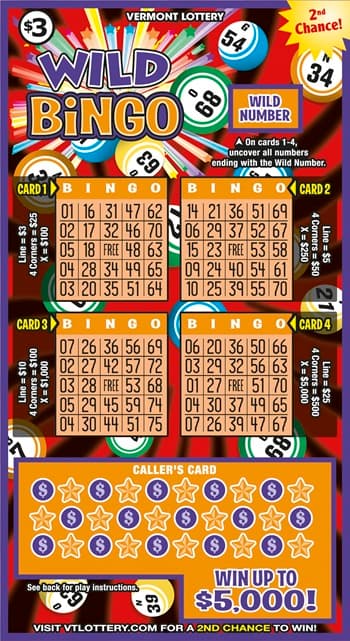 Wild Bingo Vermont Lottery scratch-off ticket art