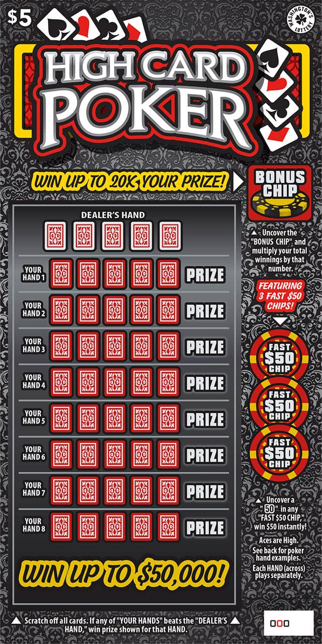 HIGH CARD POKER Washington Lottery scratch-off ticket