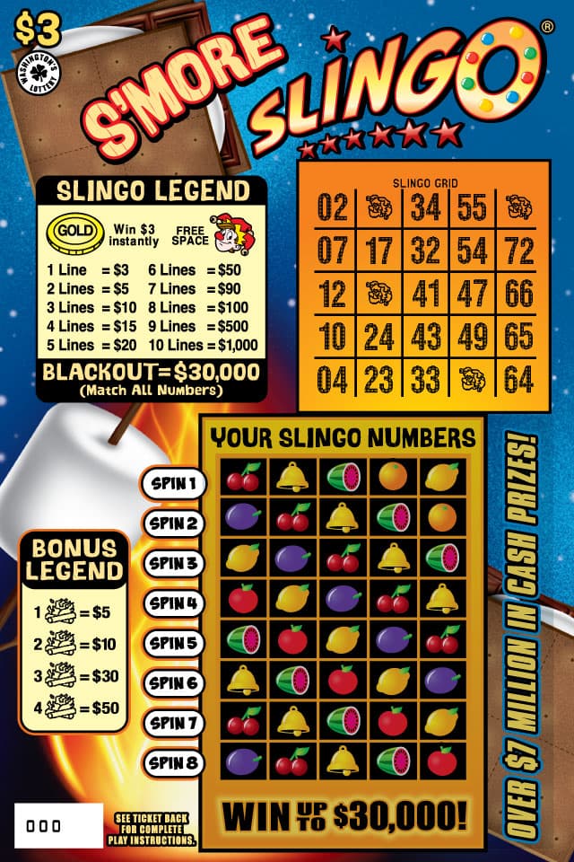 S'MORE SLINGO Washington Lottery scratch-off ticket art