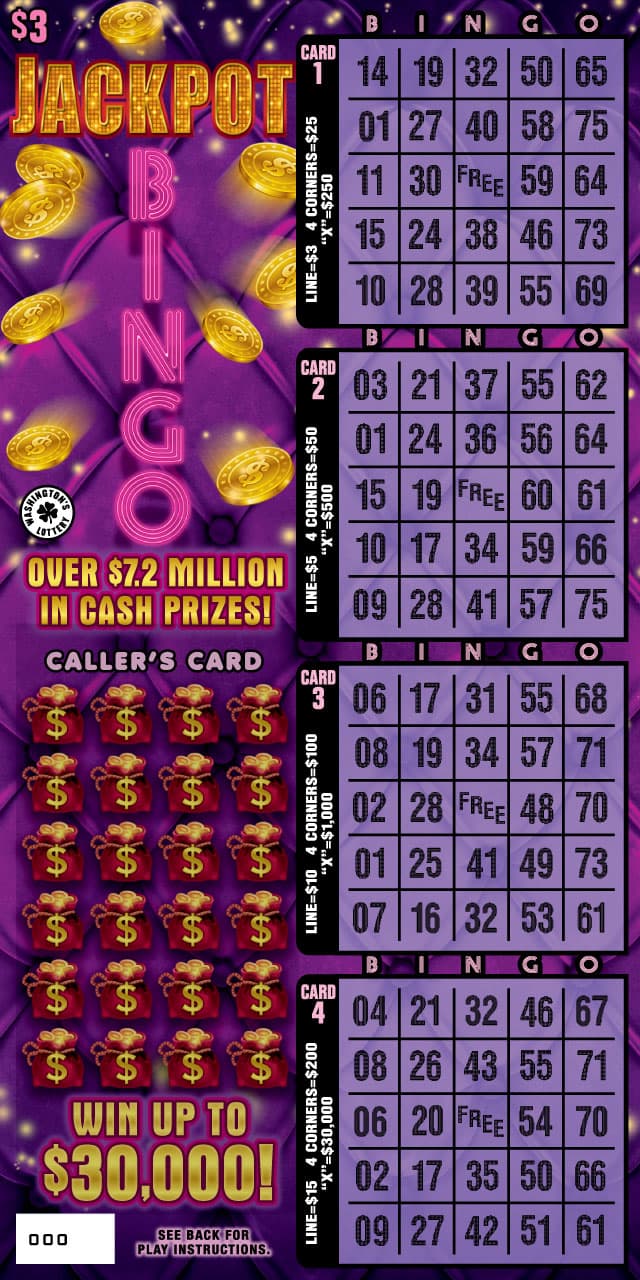 JACKPOT BINGO Washington Lottery scratch-off ticket art