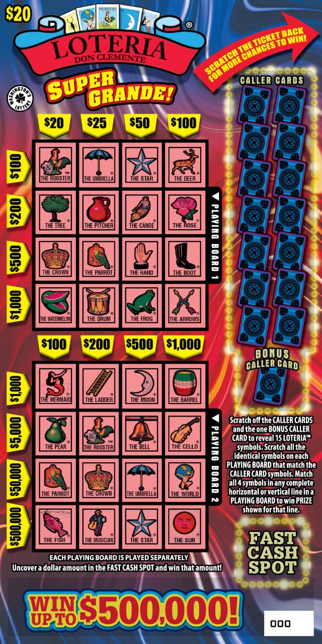 LOTERIA SUPER GRANDE! Washington Lottery scratch-off ticket
