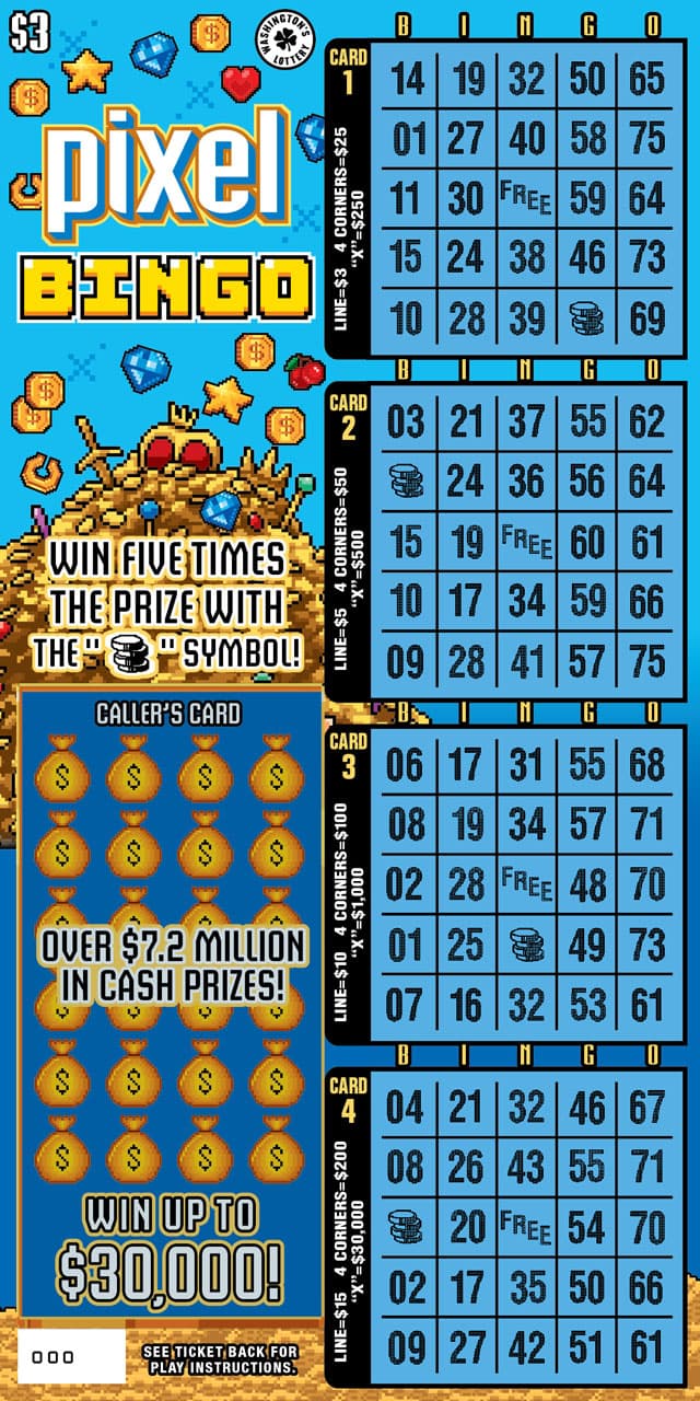 PIXEL BINGO Washington Lottery scratch-off ticket art