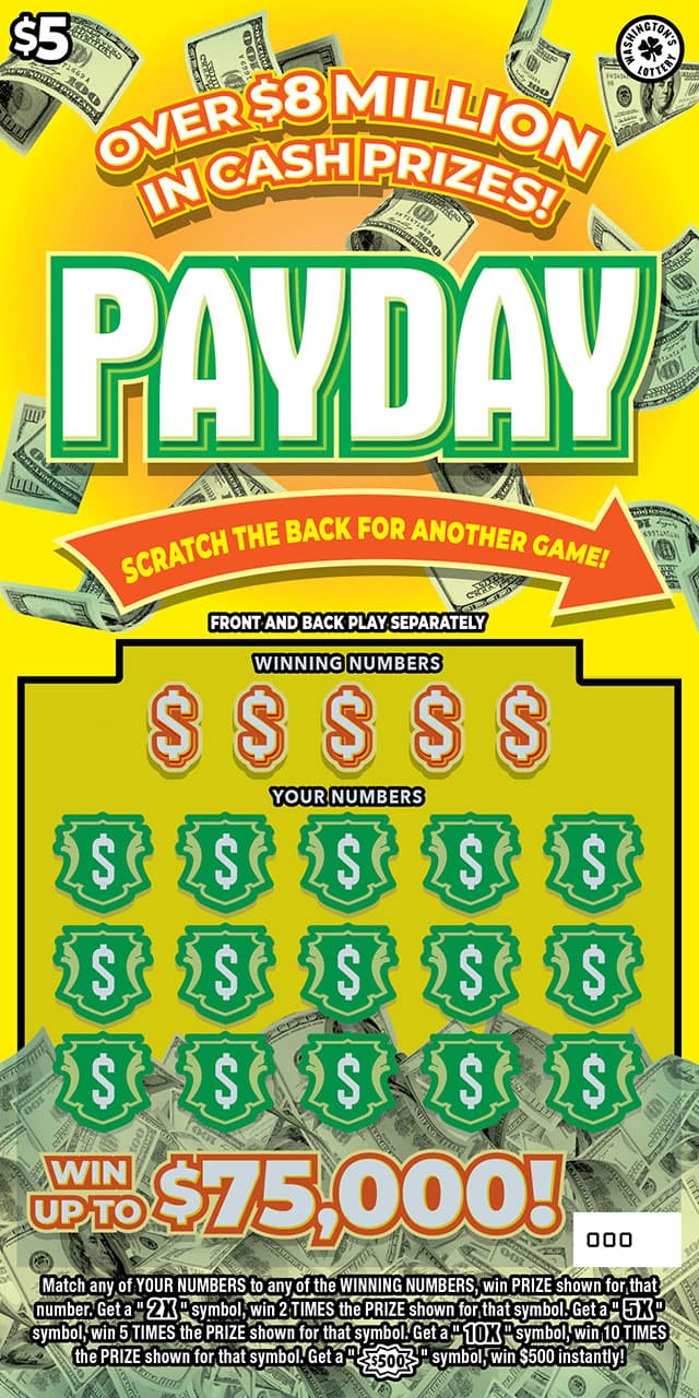 PAYDAY Washington Lottery scratch-off ticket art