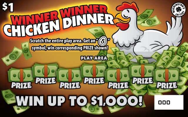 WINNER WINNER CHICKEN DINNER Washington Lottery scratch-off ticket art