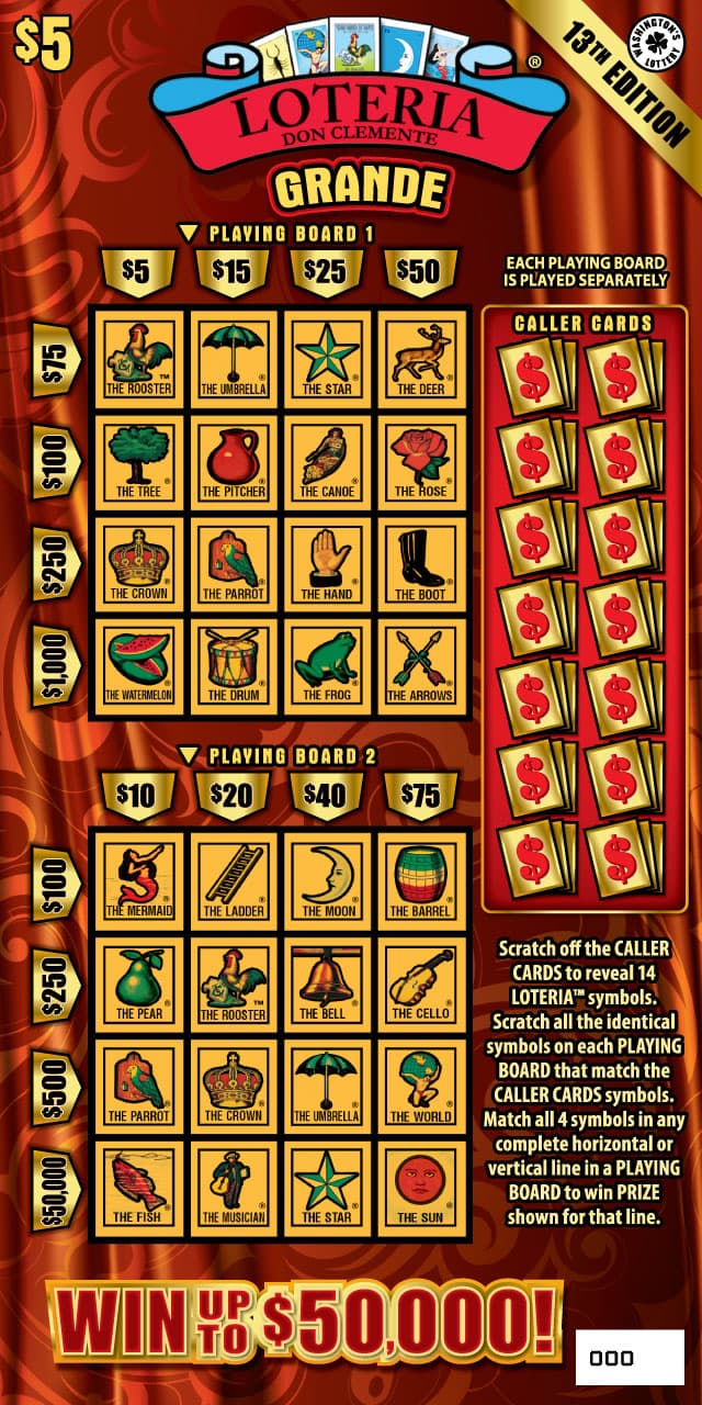 LOTERIA GRANDE 13TH EDITION Washington Lottery scratch-off ticket art