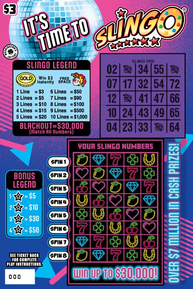 ITS TIME TO SLINGO Washington Lottery scratch-off ticket art