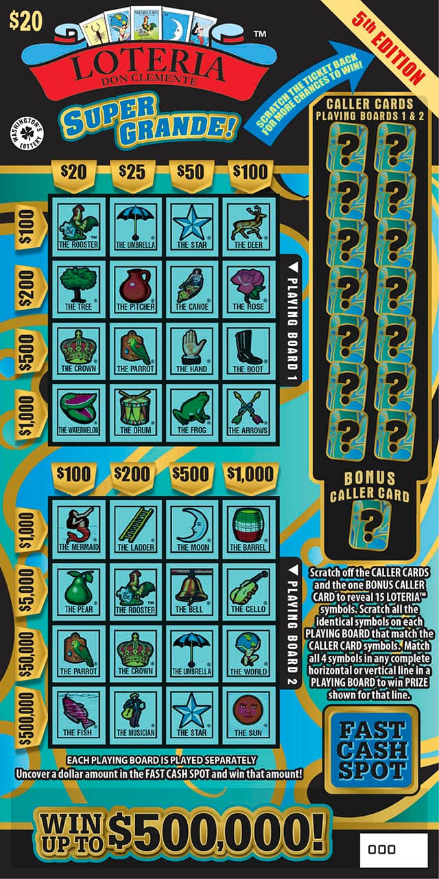 LOTERIA SUPER GRANDE 5TH EDIT Washington Lottery scratch-off ticket