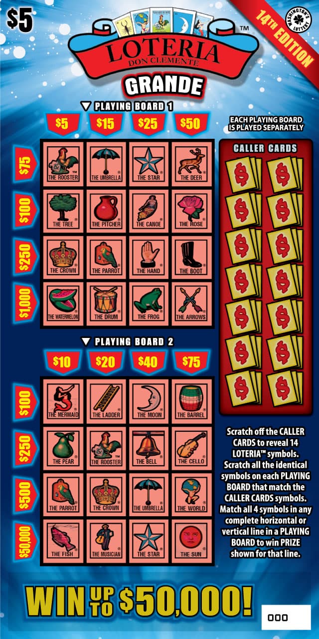 LOTERIA GRANDE 14TH EDITION Washington Lottery scratch-off ticket art