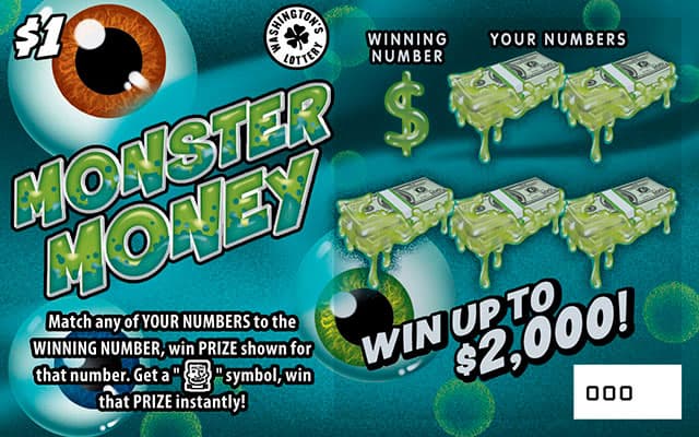 MONSTER MONEY Washington Lottery scratch-off ticket art