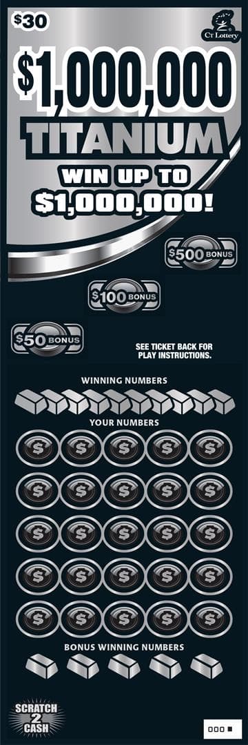 $1,000,000 Titanium Connecticut Lottery scratch-off ticket art