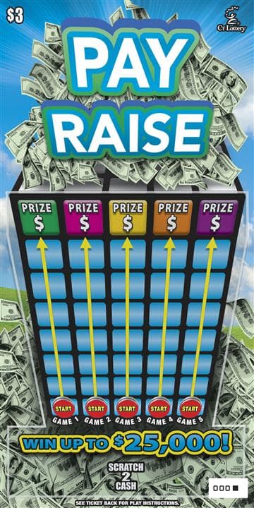 Pay Raise Connecticut Lottery scratch-off ticket art