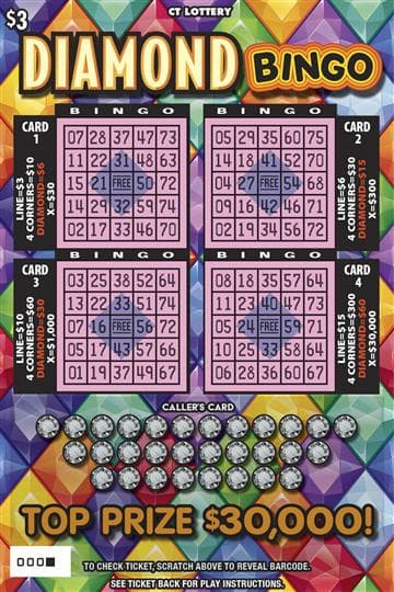 DIAMOND BINGO Connecticut Lottery scratch-off ticket art
