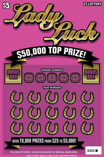 Lady Luck Connecticut Lottery scratch-off ticket art