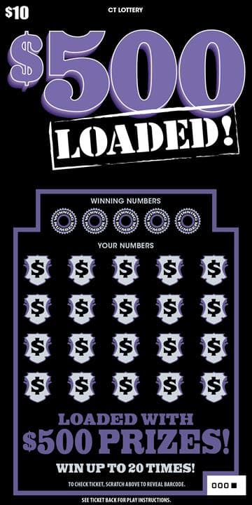 $500 Loaded! Connecticut Lottery scratch-off ticket