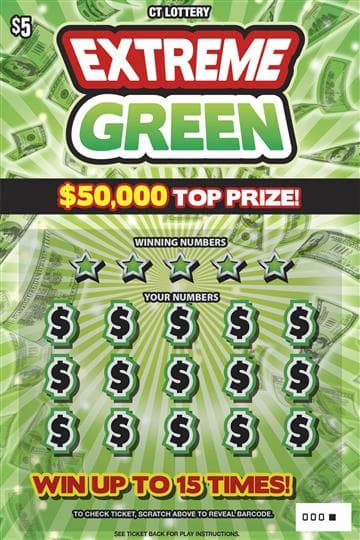 EXTREME GREEN Connecticut Lottery scratch-off ticket art