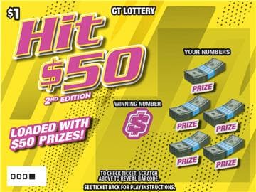 Hit $50 2nd Edition Connecticut Lottery scratch-off ticket
