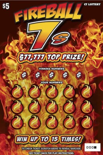 Fireball 7s Connecticut Lottery scratch-off ticket art