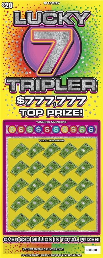 Lucky 7 Tripler Connecticut Lottery scratch-off ticket