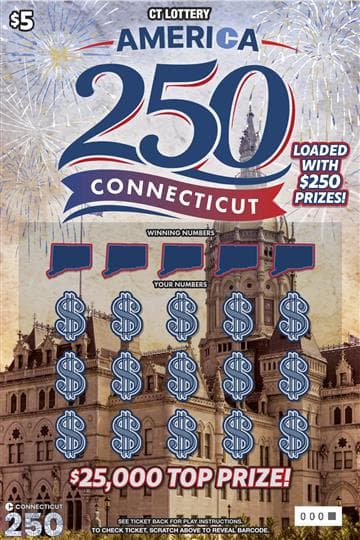 America 250 Connecticut Connecticut Lottery scratch-off ticket art