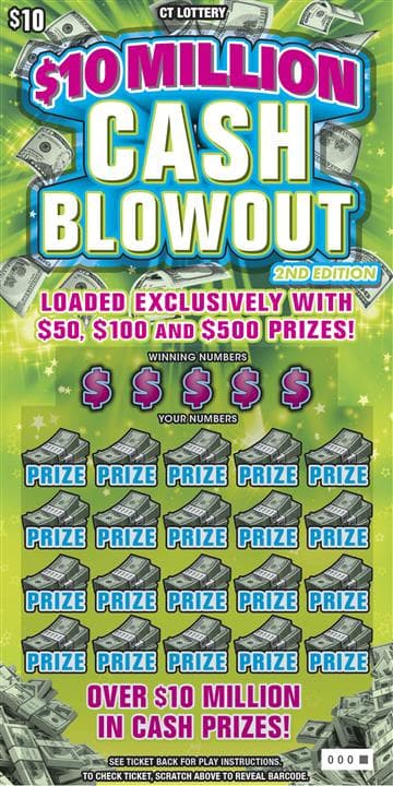 $10 Million Cash Blowout 2nd Edition Connecticut Lottery scratch-off ticket
