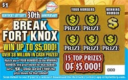 $1 Break Fort Knox Kentucky Lottery scratch-off ticket art