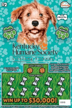 Kentucky Humane Society™ Kentucky Lottery scratch-off ticket art