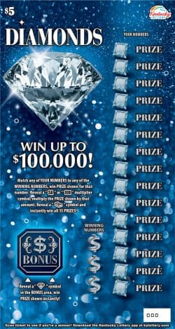 Diamonds Kentucky Lottery scratch-off ticket art